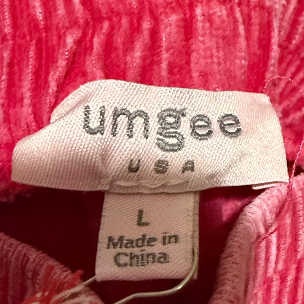 Umgee pink corduroy wide legs cropped pants women’s size large nwt - Picture 6 of 6